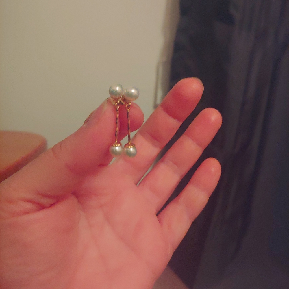 Brand new 14k gold pezrl danglıng earıngs
